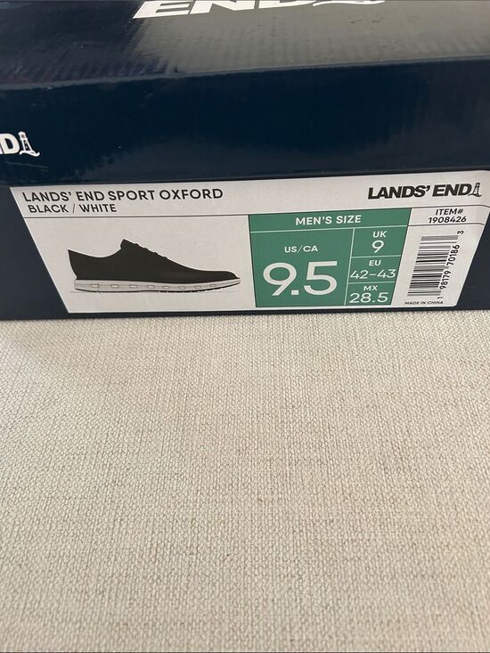 Lands End Mens Sport Oxford Shoes Black White Hybrid Sneaker, Mens 9.5, NWT main image 5